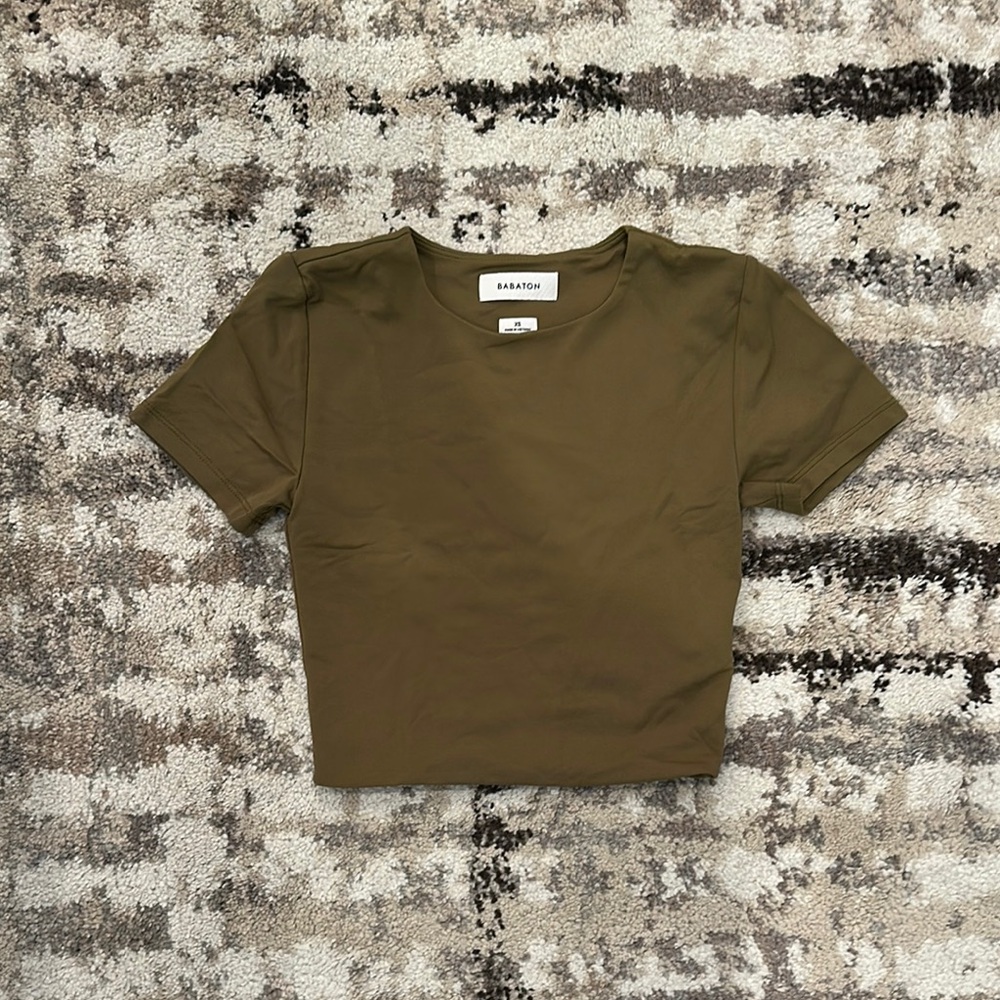 Aritzia Babaton Olive Crop Top